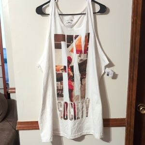 Society White Tank Top with Graphic Print